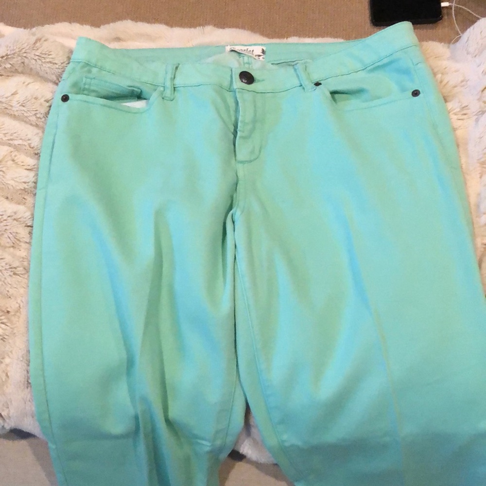 Soft green jeans